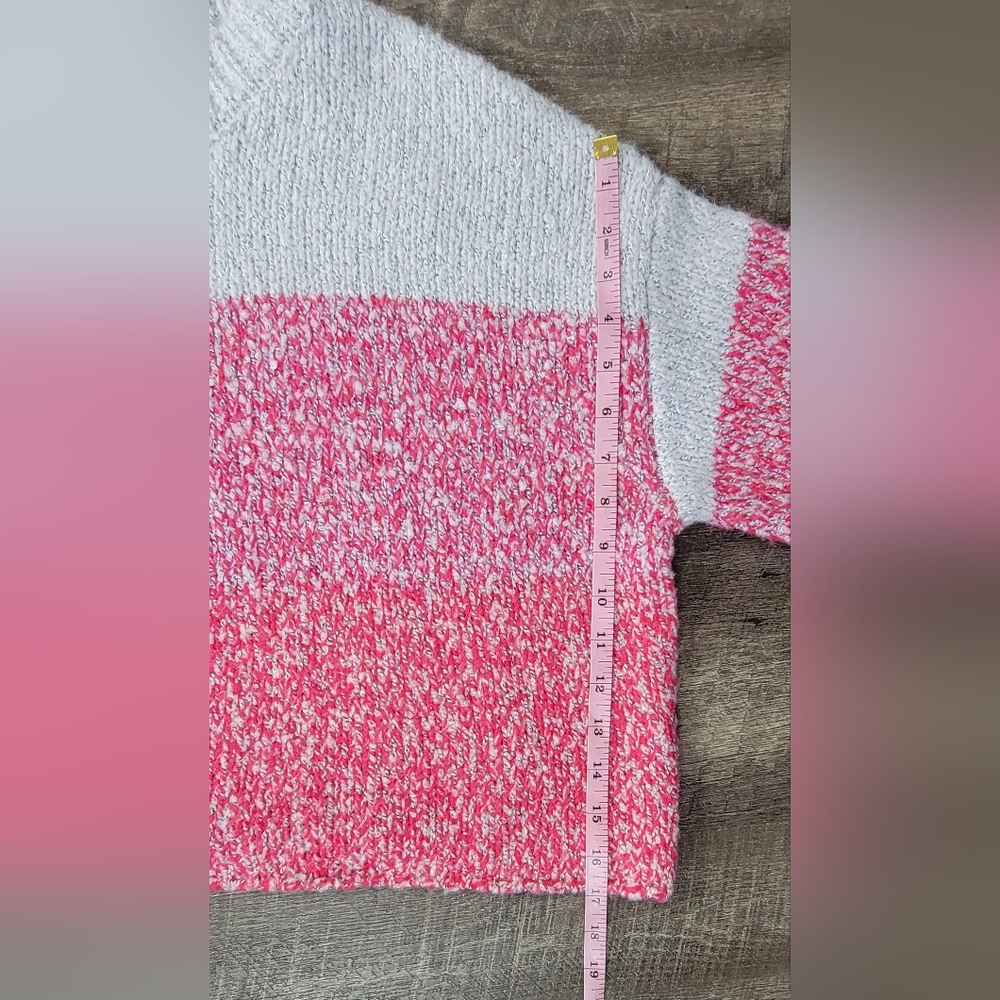 Sincerely Jules Chunky Knit Oversized Cropped Sweater Women's S Gray Pink Red NW - Picture 11 of 13
